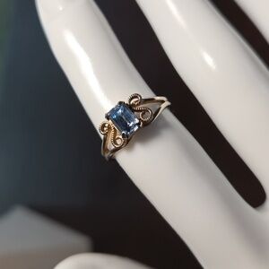 Blue Glass Pinkie Ring Adjustable Size